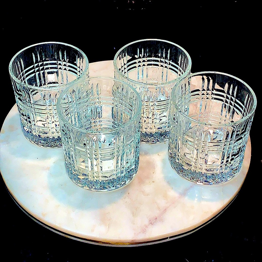 ELLE DECOR TOULOUSE OLD FASHIONED GLASSES SET OF FOUR CRYSTAL